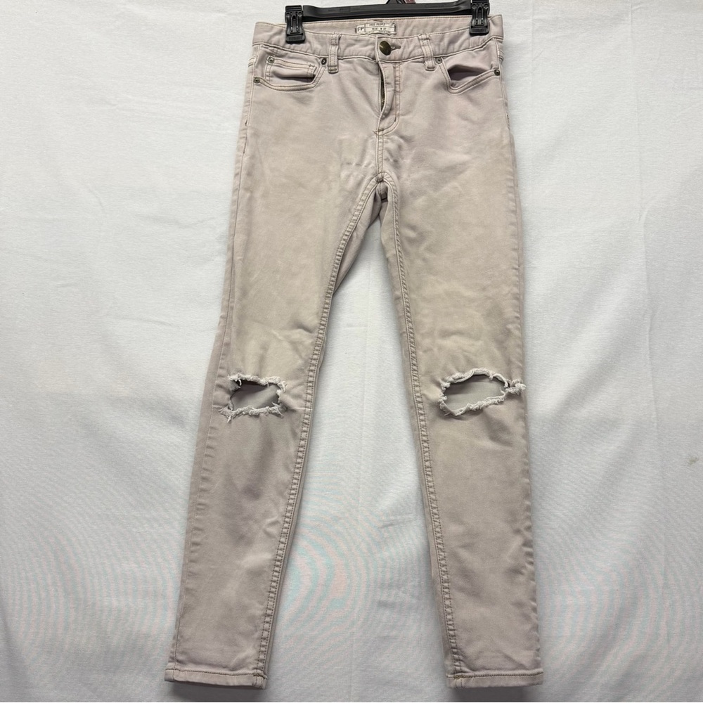 Free People Tan Distressed Skinny Jeans‎ size 27